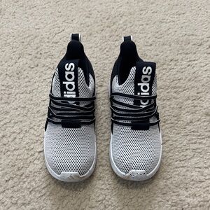 Adidas Kids Black and White Kids' Lite Racer Adapt 7.0 Slip On Shoe - size 13